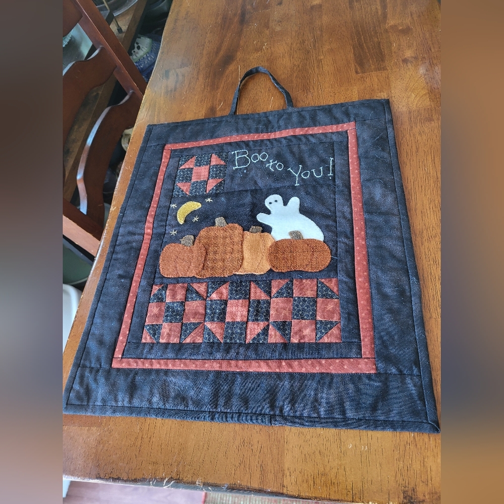 Halloween Wall Hanging with Ghost and Pumpkin Boo To You !
